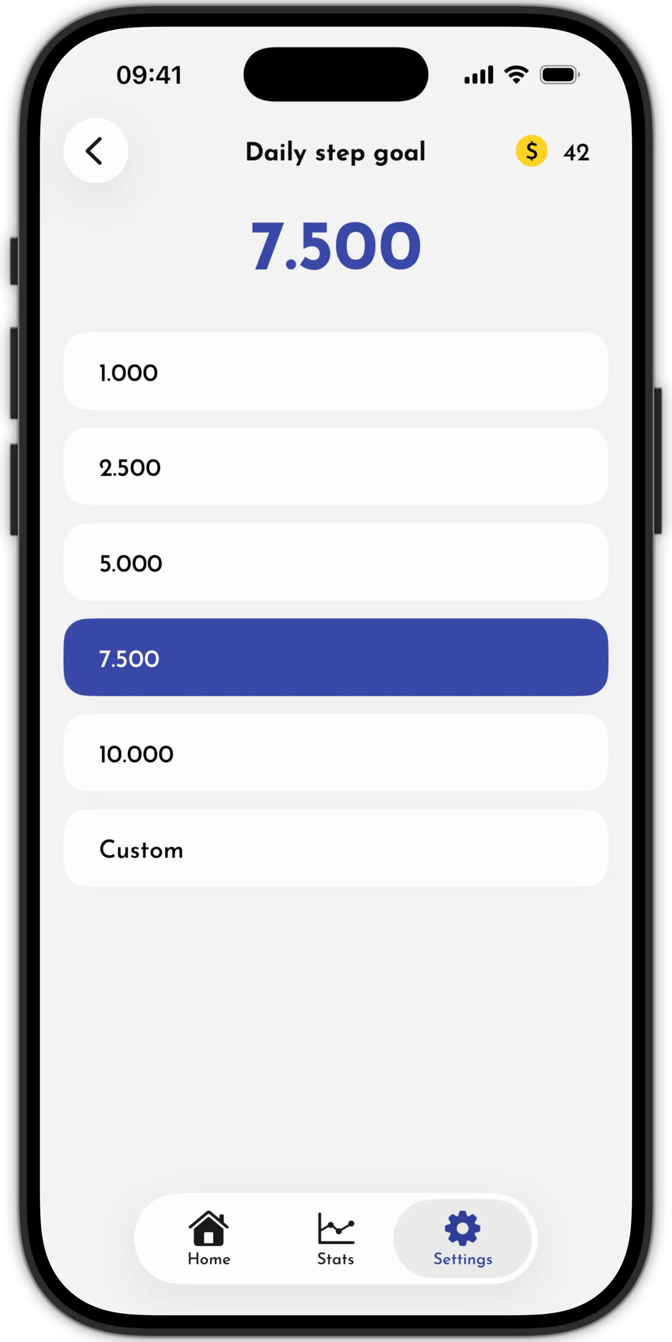 Set your step goal screenshot